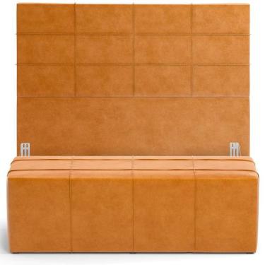 Imagem de Kit Cabeceira Cama Box Casal 140cm com Calçadeira Roma W01 material si