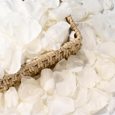 Imagem de 380 peças de pétalas de rosa brancas 100 g pétalas de flor de rosa real natural para corredor de casamento, cesta de daminha de flor, você vai se casar comigo, dia dos namorados, noite romântica