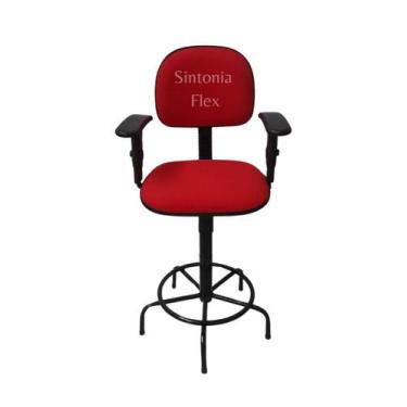 Imagem de Cadeira Secretaria Caixa Alta Braço Regulagem Altura A Gás - Sintonia 