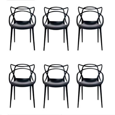 Imagem de Kit 6 Cadeiras Allegra Masters, Polipropileno, Empilhável, Lavável, para Áreas Internas e Externas - Ideal para Cozinha, Churrasqueira, Piscina - Pretas