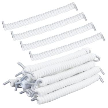 Imagem de OLYCRAFT 14 peças cordões de viseira de sol encaracolados sem amarrar, cadarços de mola para palas de sol de espuma de tecido, tênis esportivo, Branco