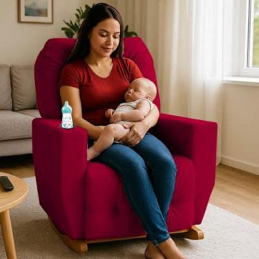 Imagem de Poltrona de Amamentação Balanço Antonella Puff Vermelho