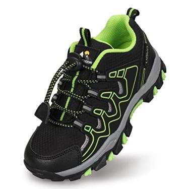 Imagem de UOVO Tênis para meninos, meninos, meninos, tênis de corrida à prova d'água, para caminhada, atlético, ao ar livre, antiderrapante (meninos pequenos/grandes), Preto/Verde, 21