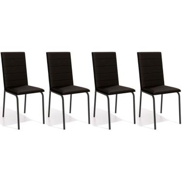 Imagem de Kit 4 Cadeiras Sala Jantar Amsterdã C091PRF Aço 4 Un Preto Fosco/Corano Preto 110 - Kappesberg