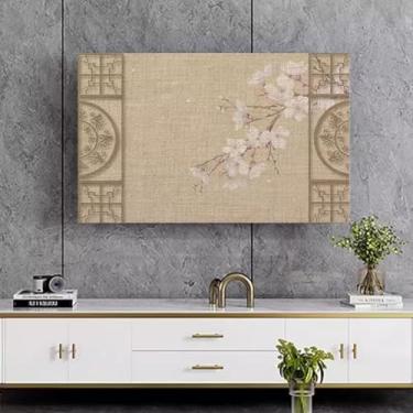 Imagem de Capa contra poeira para TV interna de 32-80 polegadas Protetor de tela LCD LED estilo chinês fácil de limpar design antiderrapante padrão elegante quarto sala de estar decoração-flor 7||65 polegadas