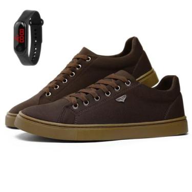 Imagem de Tenis Masculino Sapatenis Casual Confortavel Macio Sapato Com Relogio 