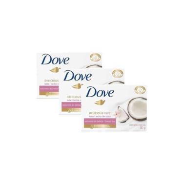 Imagem de Kit 3 Sabonete em Barra Dove Delicious Care Leite de Coco e Jasmim com