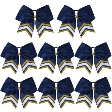 Imagem de Cheer Bows DEEKA 8 peças brilhantes de 20 cm azul/dourado para meninas