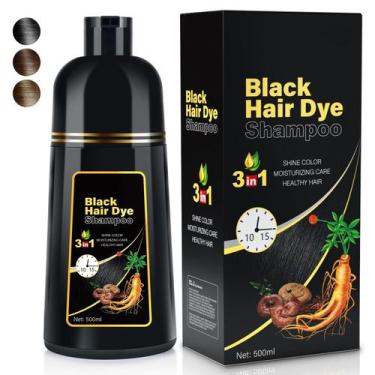 Imagem de Shampoo de coloração de cabelo JIESSIA 3 EM 1 preto 500mL semipermanen