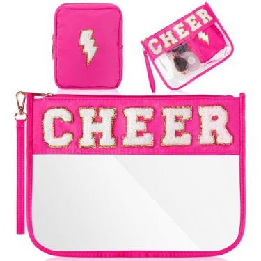 Imagem de Bolsa de maquiagem Hillban Cheerleader em PVC impermeável, 2 peças ros