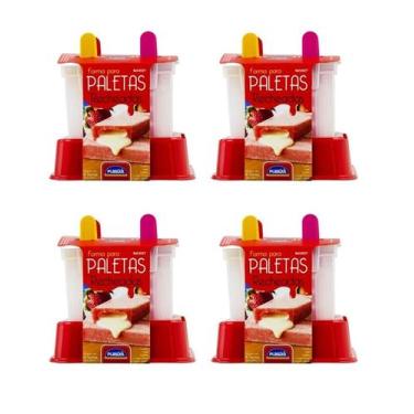Imagem de Kit 4 Formas para 16 Picolés Com Recheio Paleta Mexicana - Plasutil