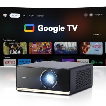 Imagem de [1100 ANSI e Google TV] Projetor WANBO X5 Pro 4K com WiFi e Bluetooth, proyector de filmes domésticos ao ar livre, foco automático e pedra fundamental, baixo ruído de 26 dB, 1080p nativo, projetor