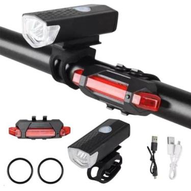 Imagem de Kit Bike Farol Refletor Frontal e Traseira Lente de Vidro e Iluminação