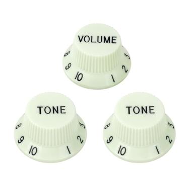 Imagem de Banworks Maçanetas de controle de guitarra elétrica Imperial de 24 estrias 2 tons e 1 volume de 6 mm (15/162.6 cm) para guitarras elétricas Fender Strat ST, pacote com 3 JT/XN-06 verde menta