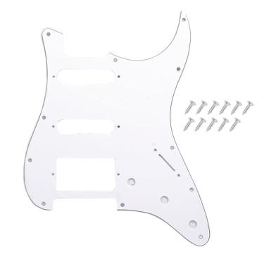 Imagem de DIAO79NI Pickguard Pro 11-Hole Round Corner HSS Guitar Strat Pickguard para USA/Mexican Stratocaster 4 parafusos Humbucking Mount Open Pickup, branco-preto, 3ply.