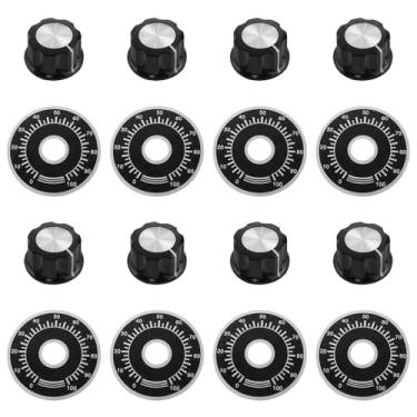 Imagem de FINBe 8 peças de botões de pedal de guitarra placas de escala áudio guitarra elétrica parafuso baixo tipo 0-100 botão de mesa A03