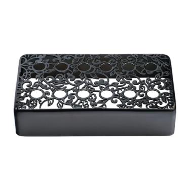 Imagem de OVSAL Capas de captador de guitarra elétrica de latão pretas 50 mm Spcing 6 cordas de pescoço de guitarra Humbucker captador capas compatíveis com peças de reposição para guitarra elétrica Les Paul Lp