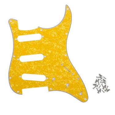 Imagem de ROZILO Gold Pearl SSS 11 Furos Strat Placa Pickguard para guitarra elétrica USA/México Stratocaster Peças de guitarra estilo moderno