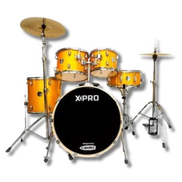 Imagem de Bateria Stage X-Pro Orange Bumbo 20 Completa Pratos Banco