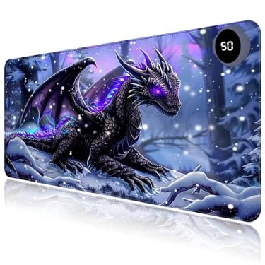 Imagem de Mouse pad aquecido com 3 níveis aquecido e 3 horas de desligamento automático para aquecer as mãos no escritório, casa, tapete de mesa grande seguro de 80 cm x 33 cm, aquecedor de mão, dragão voador