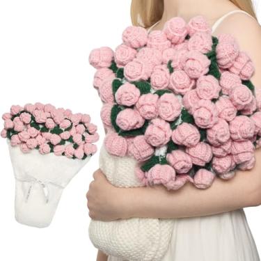 Imagem de Cobertor de buquê de rosas de crochê feito à mão de 103 cm, cama macia, rosa para mulheres, mãe, irmã, namorada, esposa, presente de aniversário, presentes de Natal e Halloween, decoração de casa