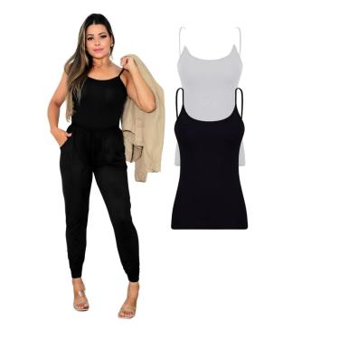 Imagem de Kit Com 2 Regata Alcinha Feminina Black White-Feminino