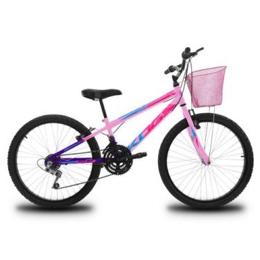 Imagem de Bicicleta Infantil Aro 24 KOG Feminina 18V Cestinha, Violeta degrade, 