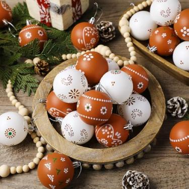 Imagem de Gejoy 30 peças de enfeites de Natal mexicanos Cielito lindo decoração de festa 6 cm Platos de Barro Mexicanos bolas de árvore terracota Talavera decoração de Natal vintage ornamentos mexicanos para