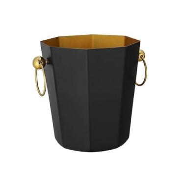 Imagem de balde de vinho Balde de champanhe criativo balde gelo aço inoxidável decoração moda cubo vinho grande capacidade tinto Refrigerador de cerveja(Preto)
