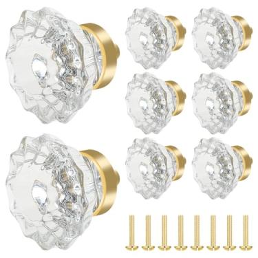 Imagem de WHSUNVO Puxador de armário de cristal de vidro elegante puxador de gaveta de cristal de vidro transparente maçaneta de porta de guarda-roupa decorativa para cozinha, banheiro, quarto, escritório