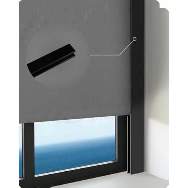 Imagem de Graywind Bloqueadores de luz ajustáveis 100% tiras de bloqueio de blecaute em forma de U para cortinas de rolo de janela bloqueiam a luz nas laterais das persianas blackout (preto, 71-130 cm, 2 peças)