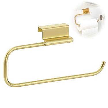 Imagem de Yaocom Suporte de toalha de papel para porta de armário de 30 cm para armazenamento e dispensador de toalha de papel para cozinha, banheiro, lavanderia (ouro, 1 peça)