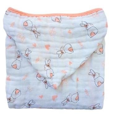 Imagem de Toalhão de Banho Infantil de Fralda Soft Com Capuz Grande Enxoval 100% Algodão Bebê (Coelha)