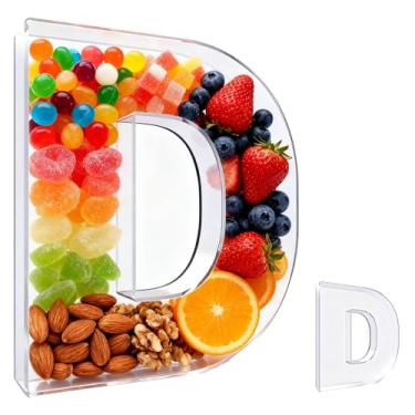 Imagem de Bandeja de charcutaria acrílica com alfabeto de 25,4 cm – recarregável, reutilizável, bandeja de servir para bolo e doces, decoração de festa de aniversário de aniversário (letra D)