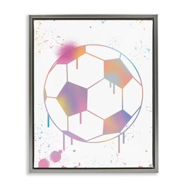 Imagem de Stupell Industries Arte de parede em tela flutuante com moldura cinza grafite bola de futebol, design por Marcus Prime, 78 x 63 cm