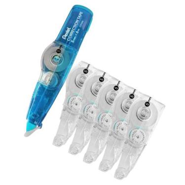 Imagem de Kit Corretivo Fita Adesiva Correction Tape C/ 5 Refis Cores - Pentel, 
