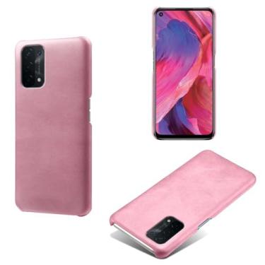Imagem de Capa para OPPO A74 5G,Proteção contra quedas,Casca de volta de cor sólida simples,Design de couro de imitação de plástico-Pink