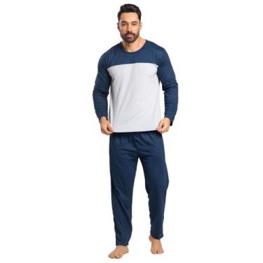 Imagem de Pijama Masculino Longo Bicolor Inverno WLS Modas Básico Roupa De Dormi