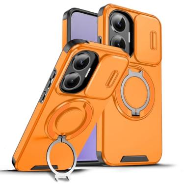 Imagem de MRRSIWEI Capa para Xiaomi Redmi K80 Pro/Poco F7 Ultra com capa de câmera deslizante, proteção contra quedas de grau militar resistente com rotação de 360° capa para Xiaomi Redmi K80 Pro. Slide laranja