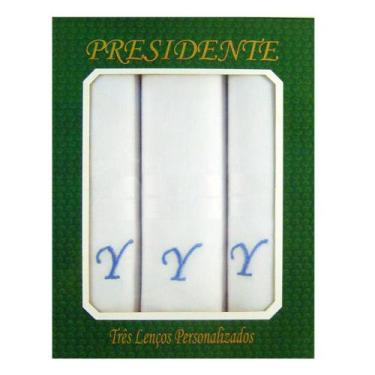 Imagem de Caixa Lenço Masculino Iniciais Bordadas - Letra Y - Premier Presidente