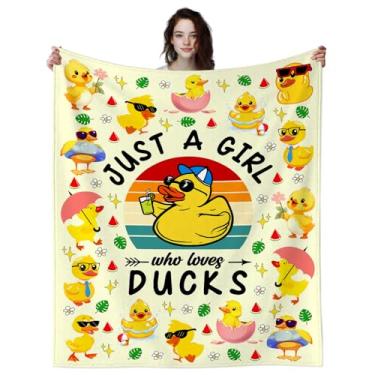 Imagem de Cobertor fofo de pato ultra macio, presentes temáticos para mulheres, crianças, meninos, meninas, desenhos animados, patos, cobertores decorativos para cama, cadeira, sofá, quarto, 152 cm x 127 cm