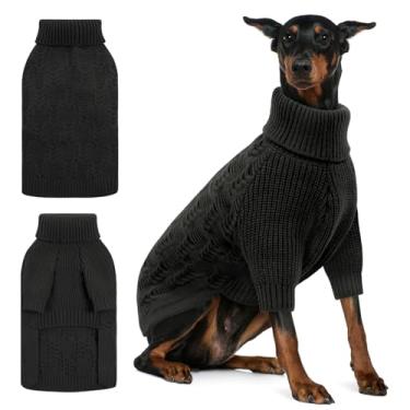 Imagem de ASENKU Suéter de cachorro GG, suéteres para cães extra grandes, meninas, meninos, outono, inverno, gola rolê, suéter de Natal para animais de estimação para Beagle Corgi (cinza, GG)