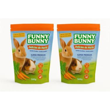 Imagem de Kit 2 Funny Bunny 500g Ração Para Coelhos e Roedores - mimos pet