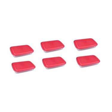 Imagem de Kit 6 Assadeira Lasanheira Vidro Tampa 3,7l Marinex Travessa - Nadir F