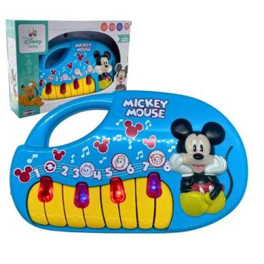 Imagem de Brinquedo Bebe Piano Mickey Minnie Teclado Musical Luz Som Animais +18