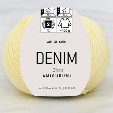 Imagem de Jeans Amigurumi Fio Arte 55% Algodão 45% Poliacrílico 50 g 174 m Macio Suave Esporte Fino (2) para Crochê, Tricô, Cobertores de Tricô, Roupas de Bebê Mais Cores (Amarelo palha, Pacote 1)