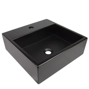 Imagem de Cuba De Apoio Banheiro Onix Pedra 40x40cm Preto Fosco