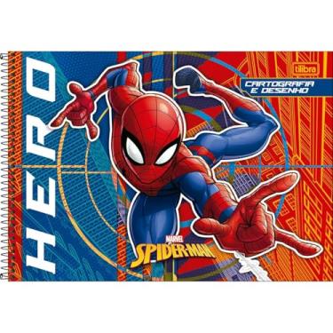 Imagem de Tilibra - Caderno de Cartografia e Desenho Espiral Capa Dura Spider-Man 80 Folhas - Fundo Azul E Vermelho - Hero