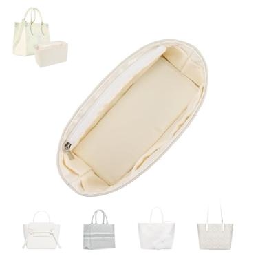 Imagem de ArcDiary Inserção organizadora de bolsa, bolsa macia e sedosa com 8 tamanhos, serve para Longchamp, Neverful, Gyard e mais bolsas (mini, creme)