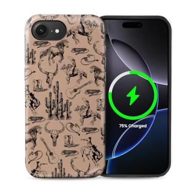 Imagem de Toulas Capa para iPhone 16e, [compatível com MagSafe], capa rígida de camada dupla híbrida resistente a arranhões, cowboy ocidental retrô